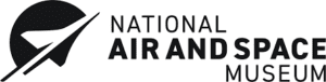 Logo for the National Air and Space Museum featuring a stylized aircraft or spacecraft silhouette, with the museum name in bold black text—perfect for complementing touring exhibition photography like Art of the Airport Tower.