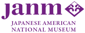 Logo for the Japanese American National Museum featuring “janm,” a geometric symbol, and referencing “Before They Were Heroes: Sus Ito’s World War II Images” above the full museum name.