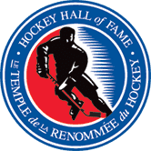 Hockey Hall of Fame logo featuring a silhouette of a hockey player inside a circular blue, red, and white emblem with English and French text, presented by Flying Fish Traveling Exhibitions Who We Are.
